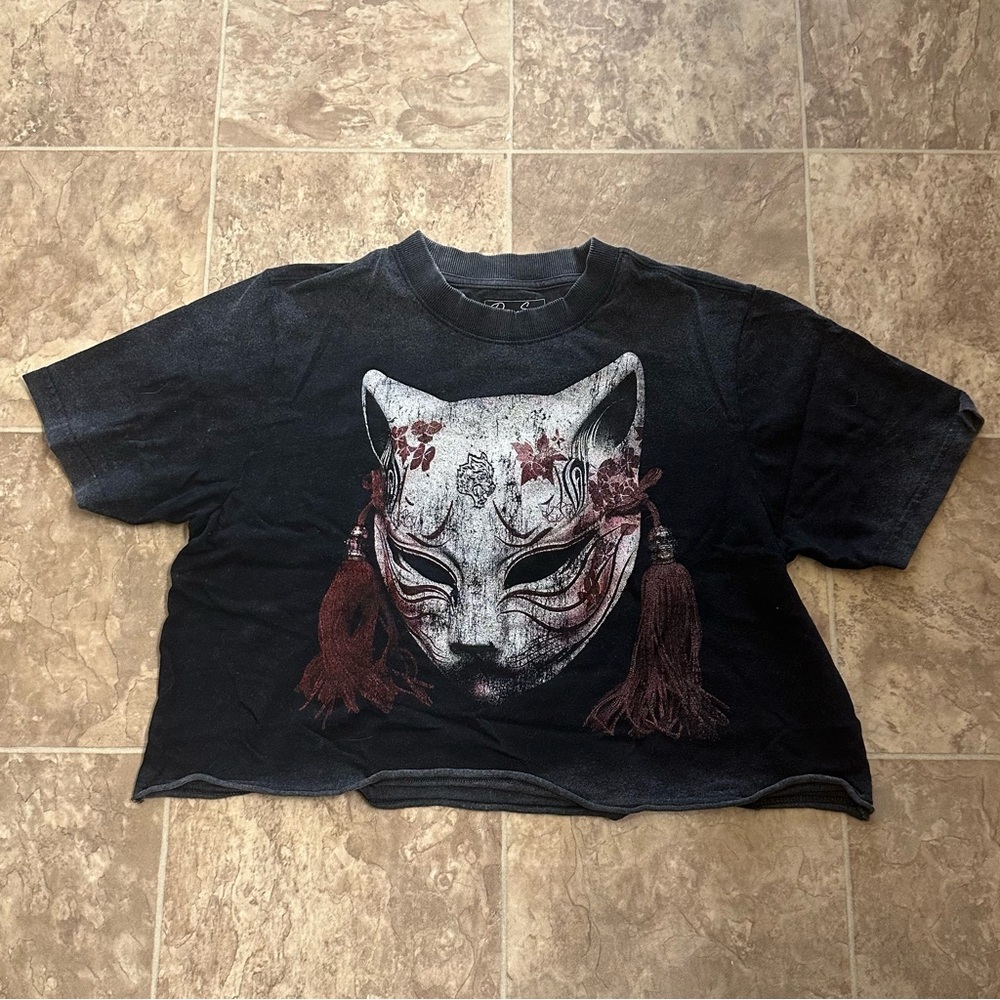 Darc Sport Kitsune Mask Black Washed Crop Top